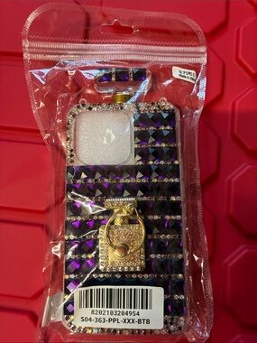 Source Unknown Purple Crystal Phone Case with Gold Ring